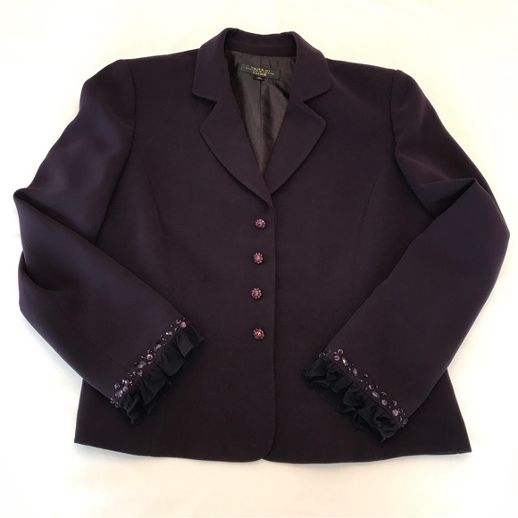 Tahari Luxe Purple Embellished Blazer, Size 10, Women's - Picture 11 of 11